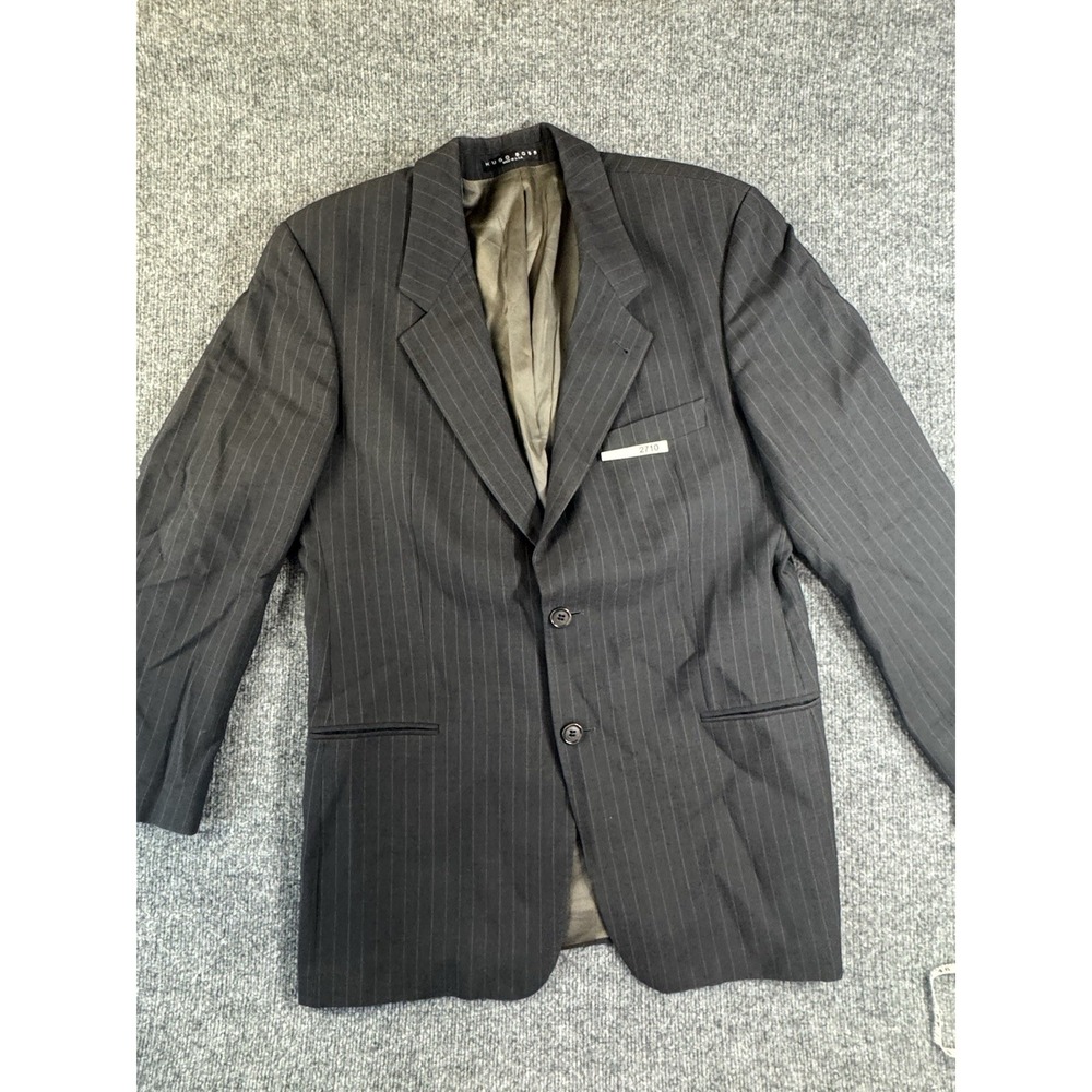 Hugo Boss Mens Gray Pinstripe 2 Button Blazer Sport Coat Made in USA Vintage